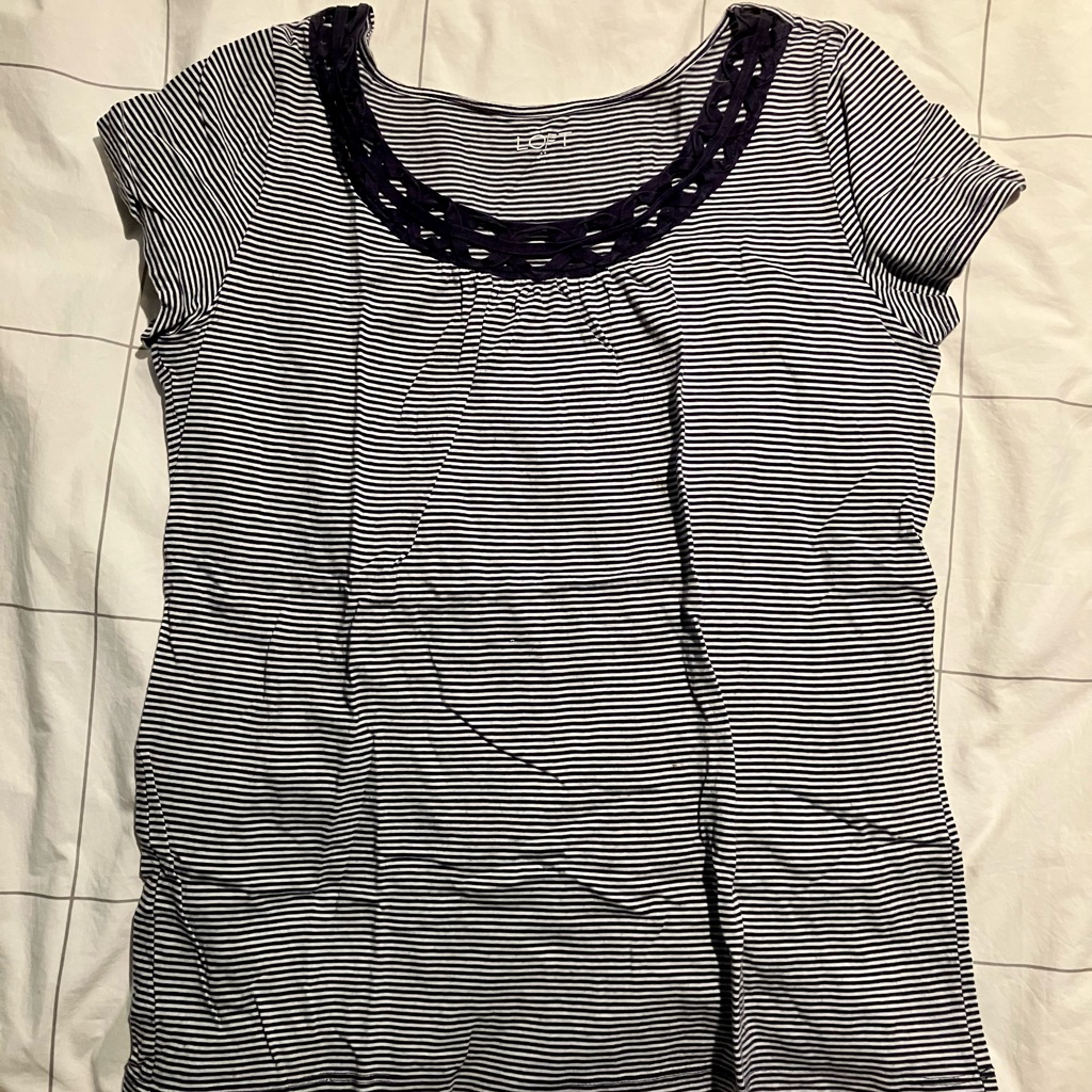 The Loft M Black White Stepped Tshirt